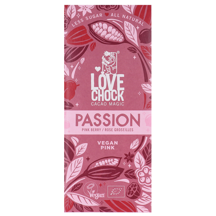 Lovechock 生巧克力片粉紅紅莓少糖 70 克無麩質