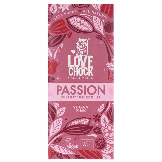 Lovechock 生巧克力片粉紅紅莓少糖 70 克無麩質