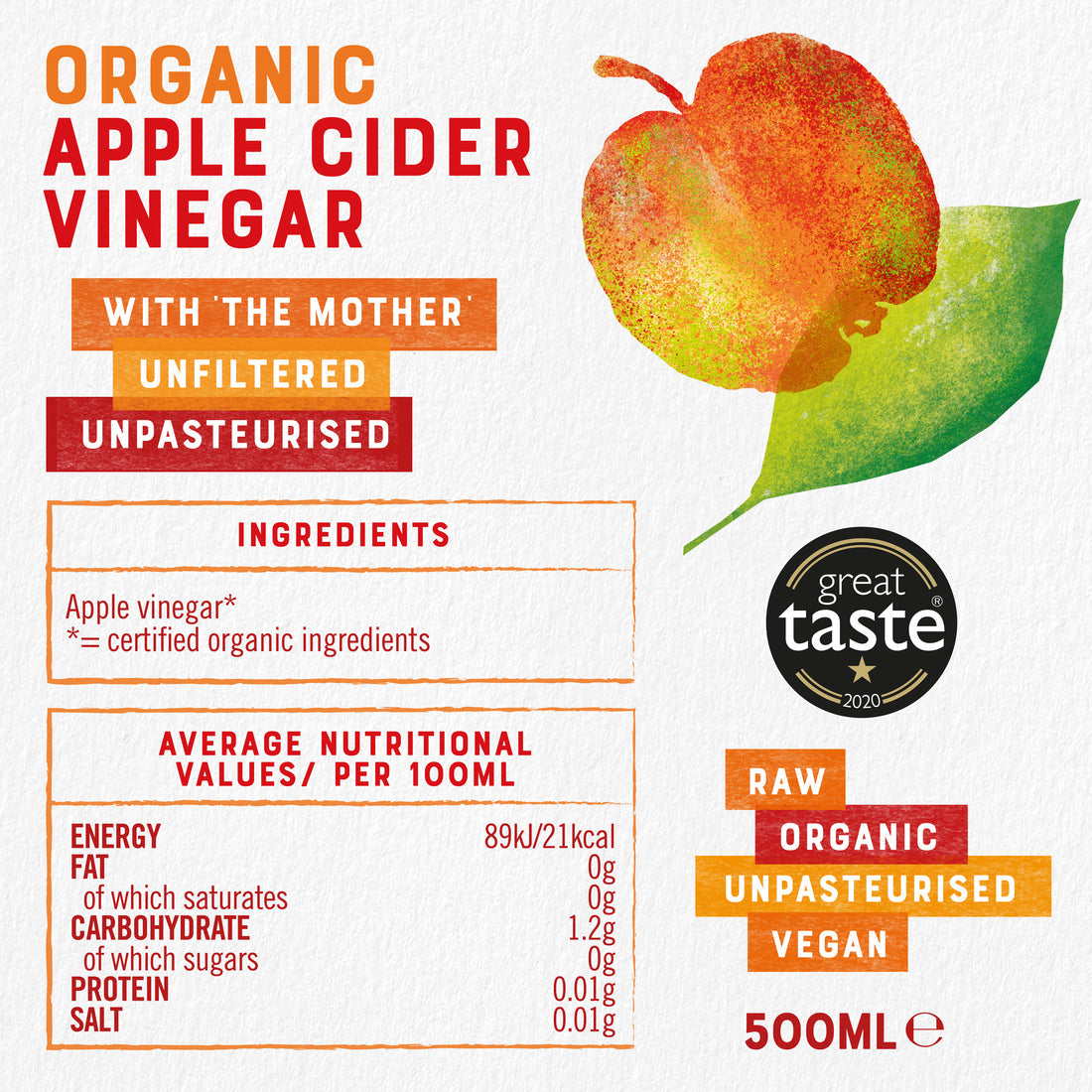 Biona Organic Raw Apple Cider Vinegar Mother 500ml glutenfree