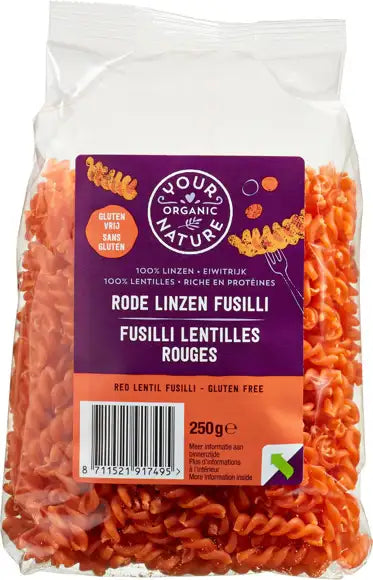 Your Organic Nature Red Lentil pasta Fusilli glutenfree 250gr