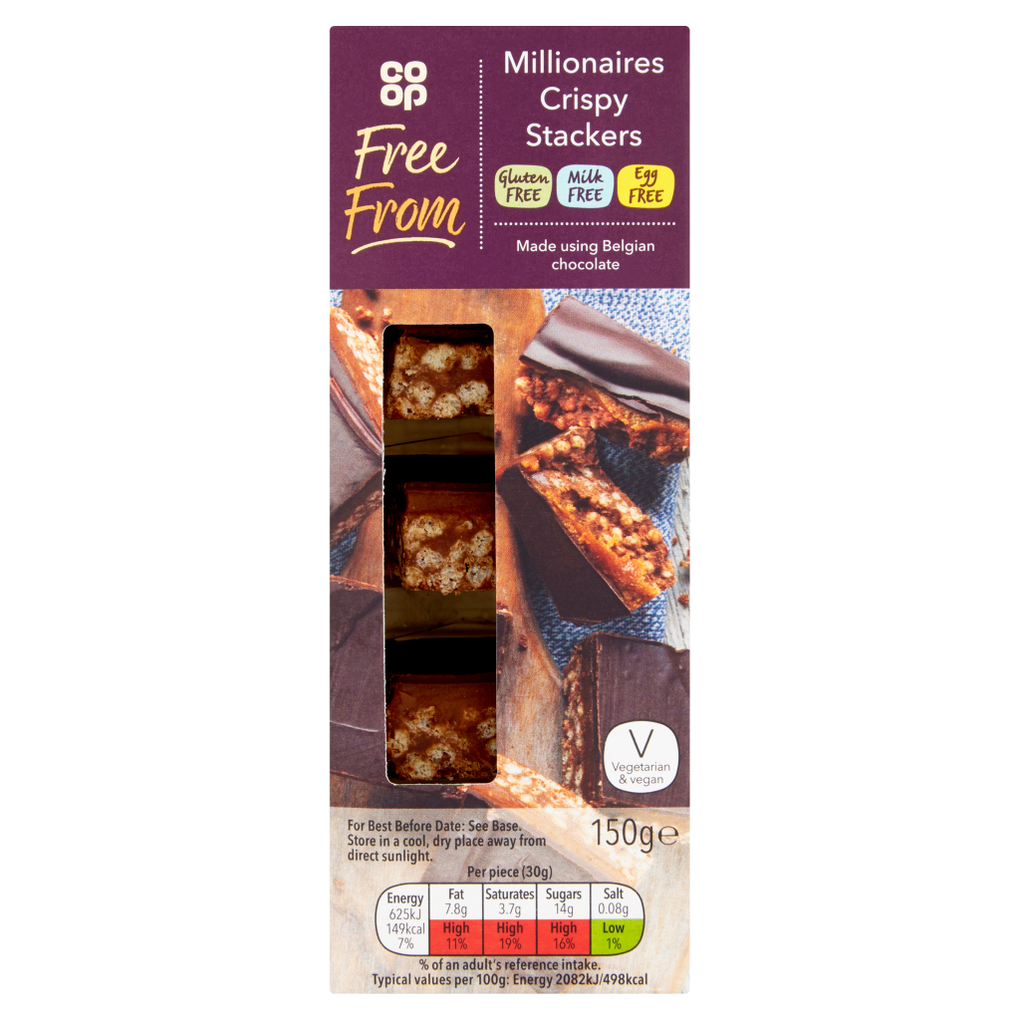 Co Op Glutenfree Millionaires Crispy Stackers Cookies 150g