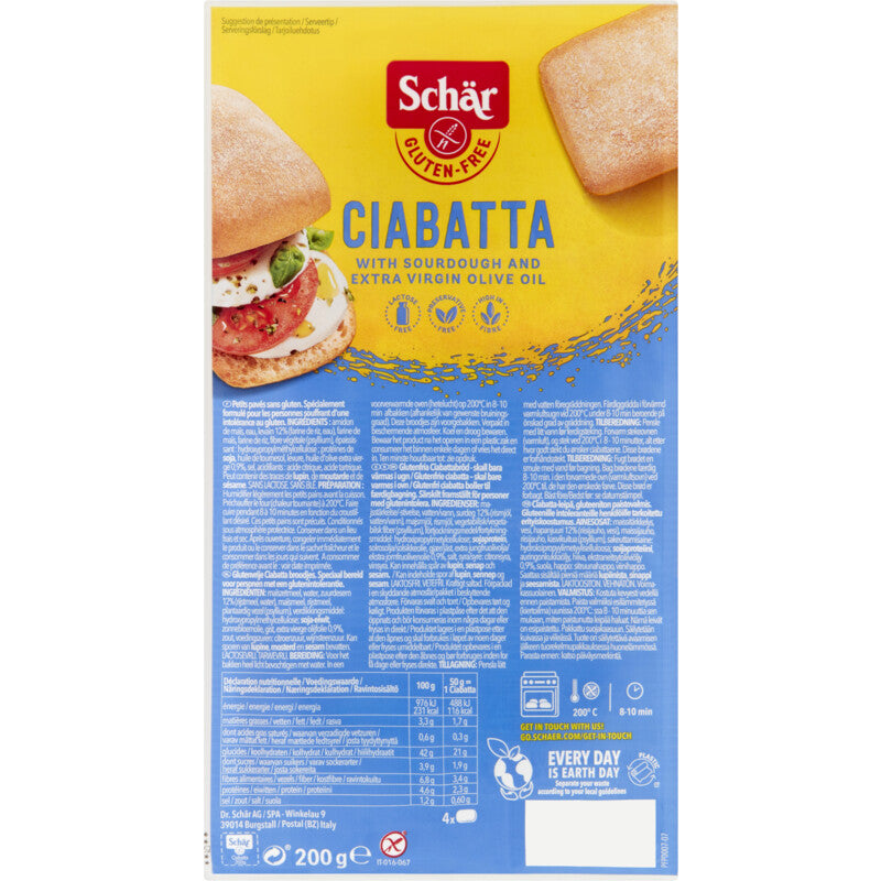 Schar Ciabatta 麵包 4x 200gr 無麩質