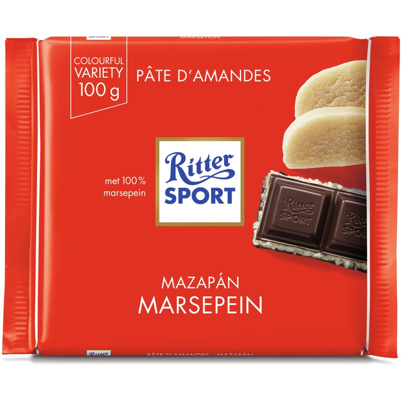 RitterSport Chocolate tablet Marzipan Almond paste 100gr