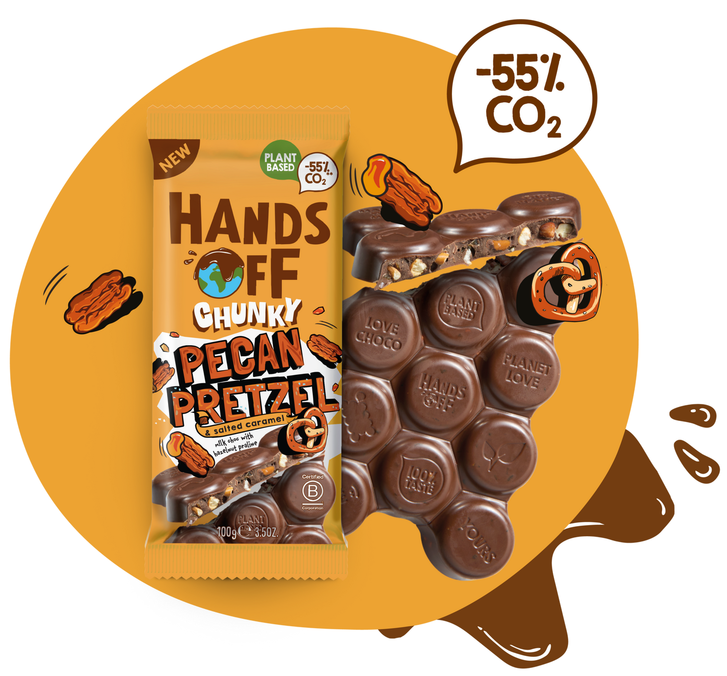 Hands Off Chocolate Chunky Pecan Pretzel 100gr