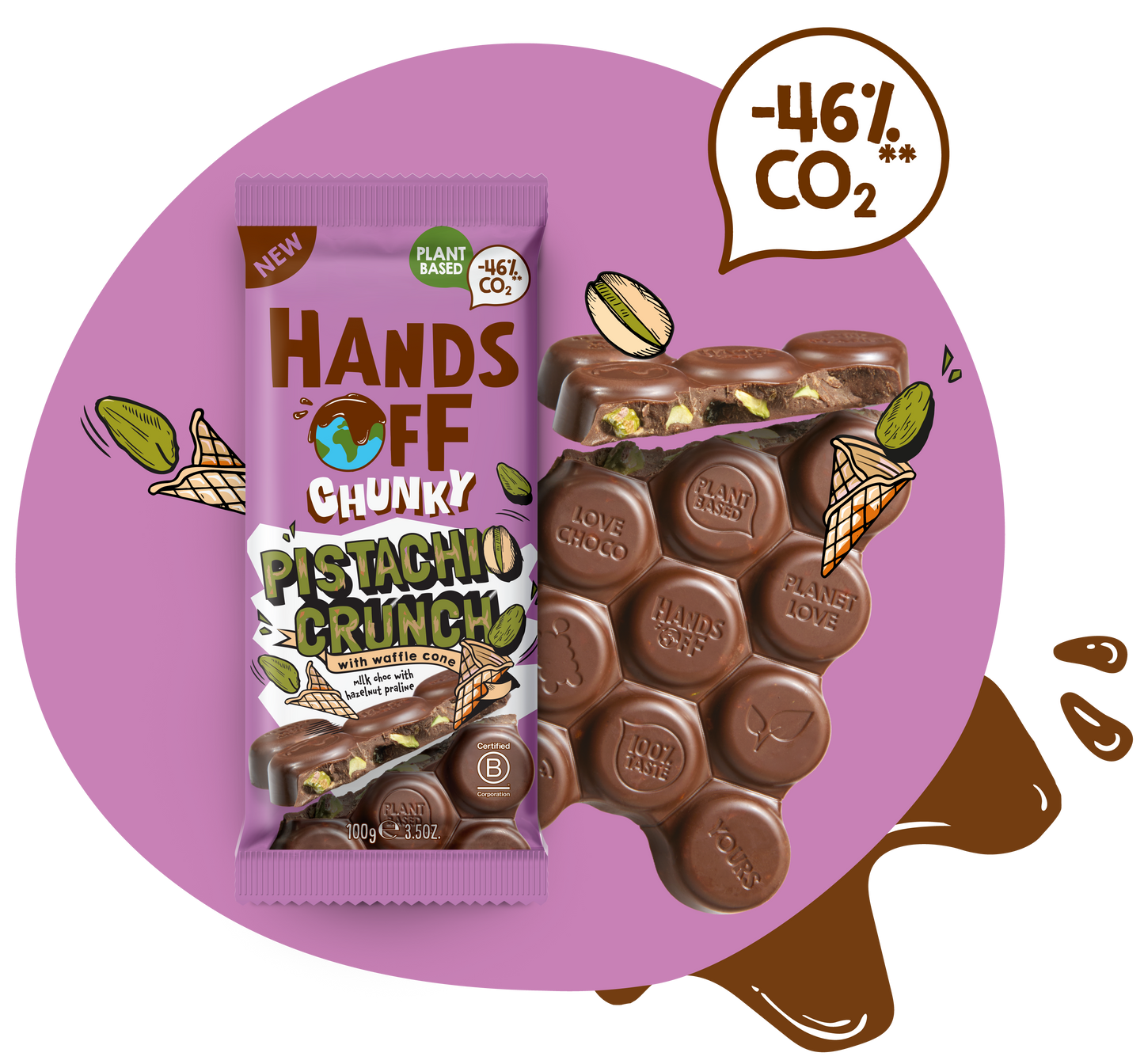 Hands Off Chocolate Pistache Crunch 100gr