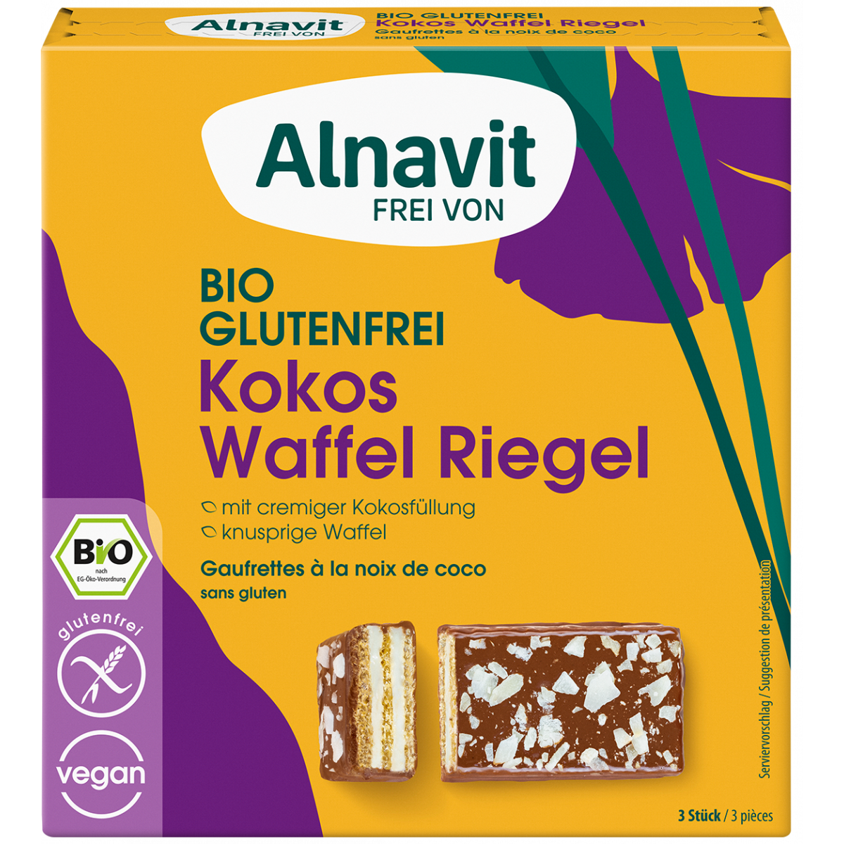 Alnavit Organic Coconut Chocolate Wafers 75gr glutenfree