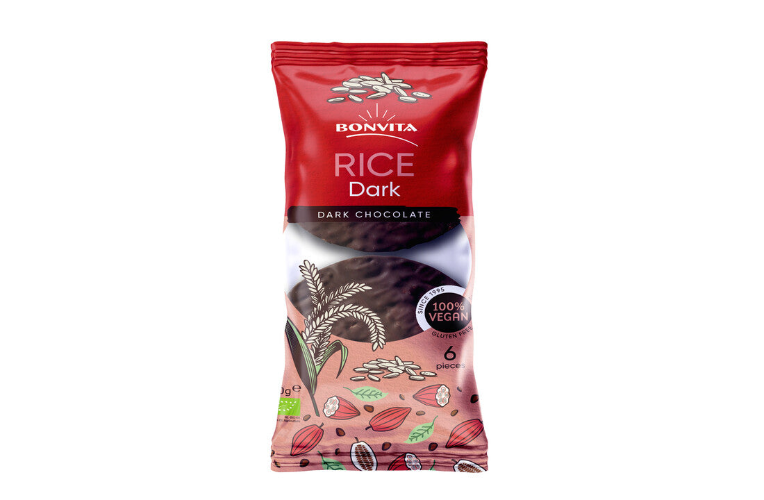 Bonvita Organic Rice Wafers Dark Chocolate 100gr (glutenfree)