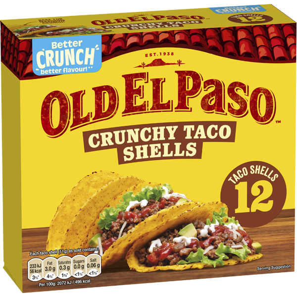 Old El Peso Crunchy Taco shells Glutenfree (12 pieces) 156gr