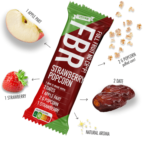 FBR Organic Fruit bar Strawberry Popcorn 4x (glutenfree) 120gr