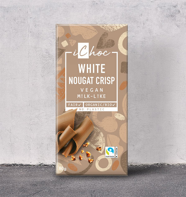 iChoc Chocolate tablet White Hazelnut Nougat Crisp 80gr