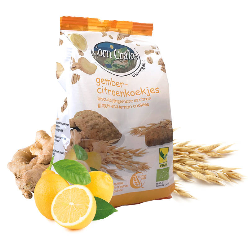 Corn Crake Organic Oatmeal Lemon Ginger cookies 150gr glutenfree