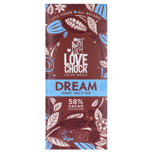 Lovechock Raw Coconut Chocolate Dream less sugar 70gr glutenfree