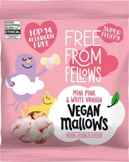 Free From Fellows Mini Pink & White Vanilla Mallows 105g glutenfree