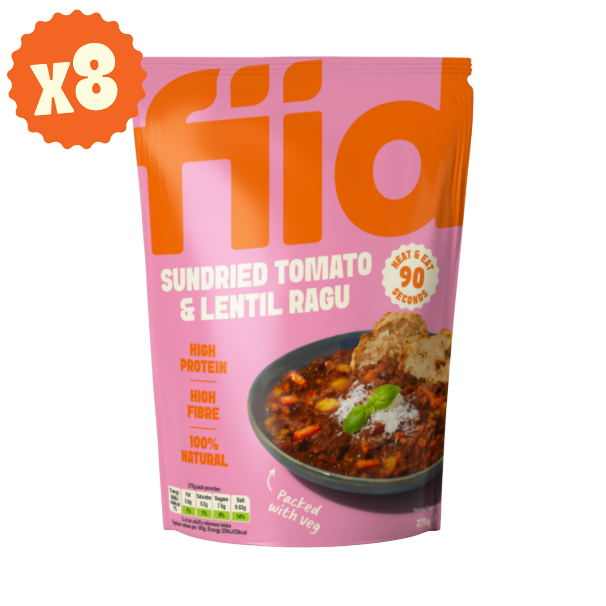 FIID Sundried Tomato Lentil Ragu bowl ready to eat 275gr glutenfree