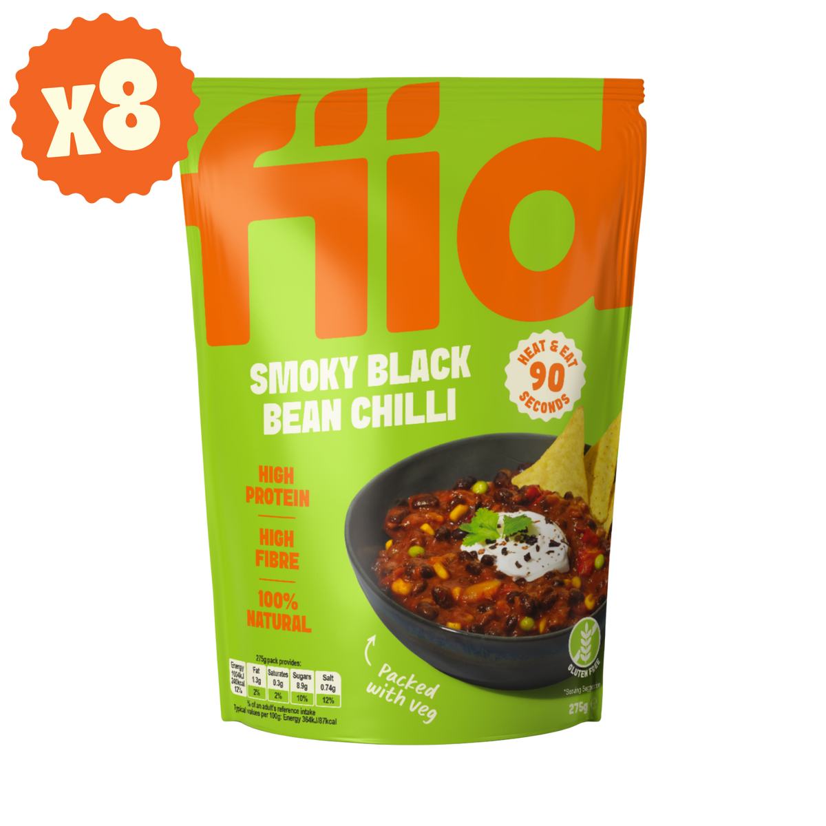 FIID Smoky Black Bean Chilli bowl ready to eat 275gr glutenfree