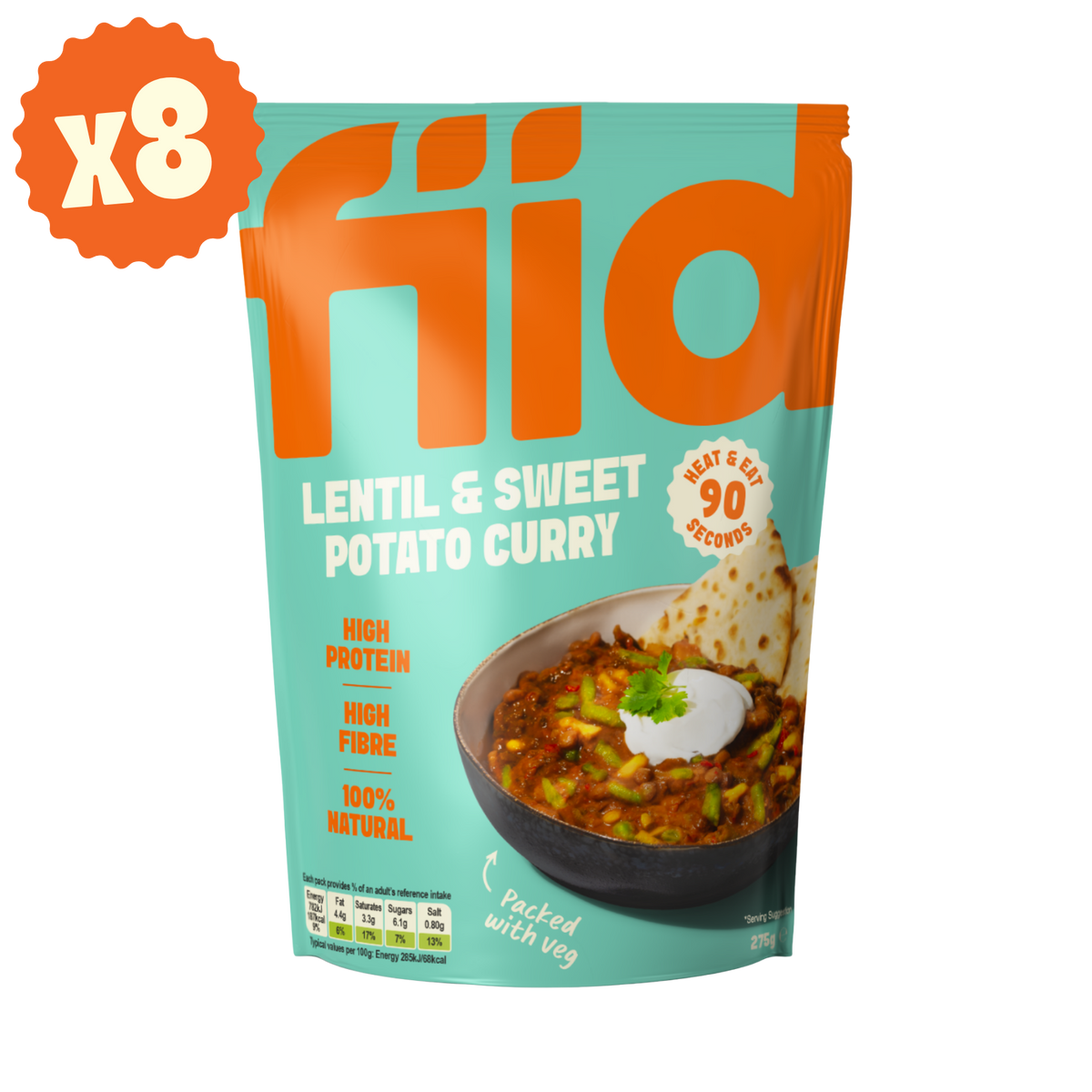 FIID Lentil & Sweet Potato Curry bowl ready to eat 275gr glutenfree