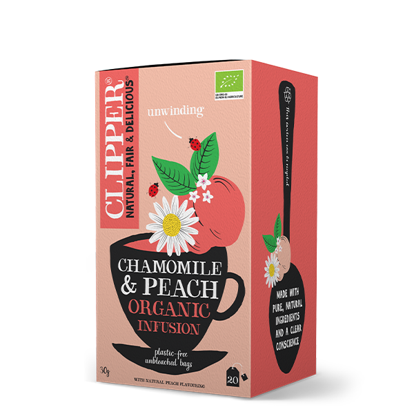 Clipper Organic Tea Chamomile Peach 20 unbleached teabags