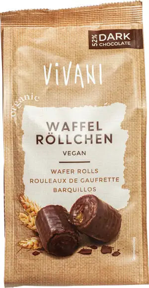 Vivani Organic Dark Chocolate Wafer rolls 125gr