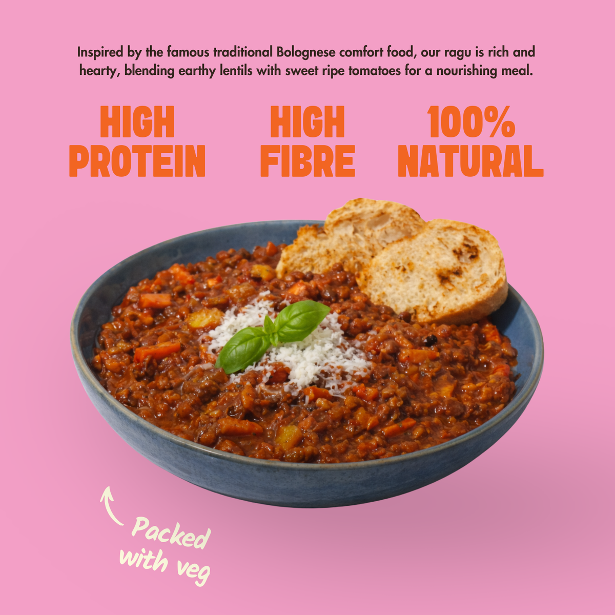 FIID Sundried Tomato Lentil Ragu bowl ready to eat 275gr glutenfree