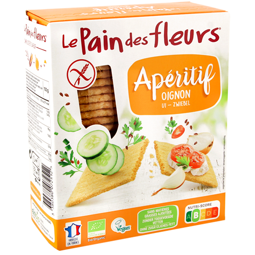 Le Pain des Fleurs Organic Onion Crispbread 150gr glutenfree