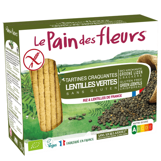 Le Pain des Fleurs Organic Green Lentils Crispbread 150gr glutenfree