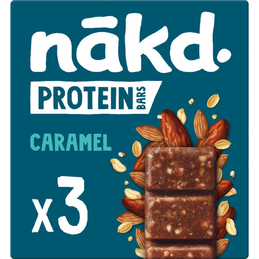 Nakd Organic Protein bar Raw Fruit and Nut Caramel 3x (glutenfree) 140gr