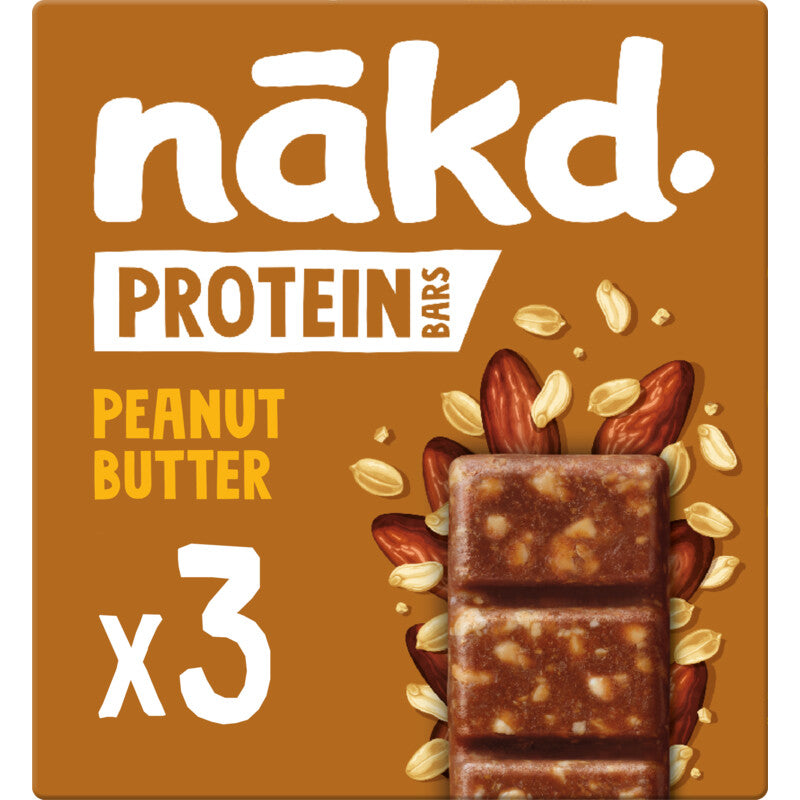 Nakd Organic Protein bar Raw Fruit and Nut Peanut Butter 3x (glutenfree) 140gr