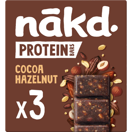 Nakd Organic Protein bar Raw Fruit and Nut Cacao Hazelnut 3x (glutenfree) 140gr