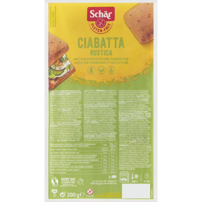 Schar Ciabatta bread Rustica multigrain 4x 200gr glutenfree