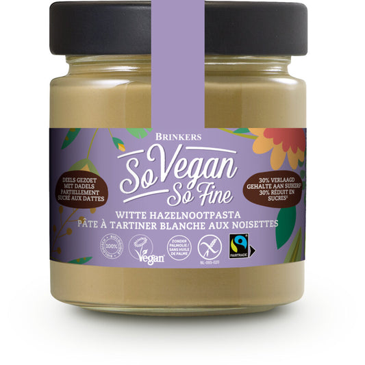 Brinkers La Vida Vegan Organic White Hazelnut Chocolate spread less sugar glutenfree 270gr