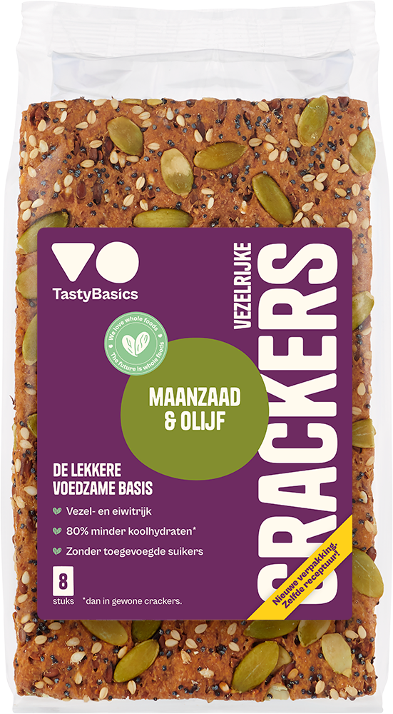 TastyBasics Crackers Poppyseed & Olive 200gr