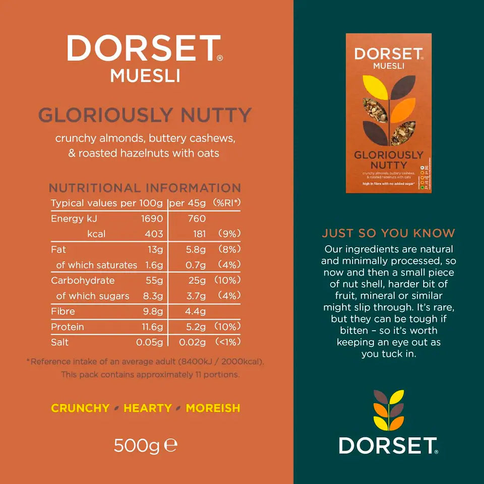 Dorset Muesli Gloriously Nutty (no added sugar) 500gr