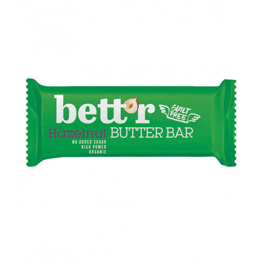 Bettr Organic Hazelnutbutter bar (glutenfree) 30gr