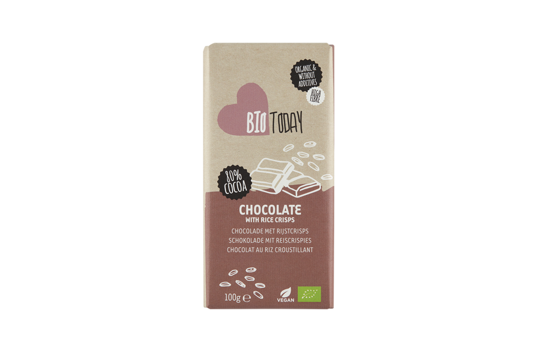 BioToday Organic Chocolate bar Rice Crisp 100gr