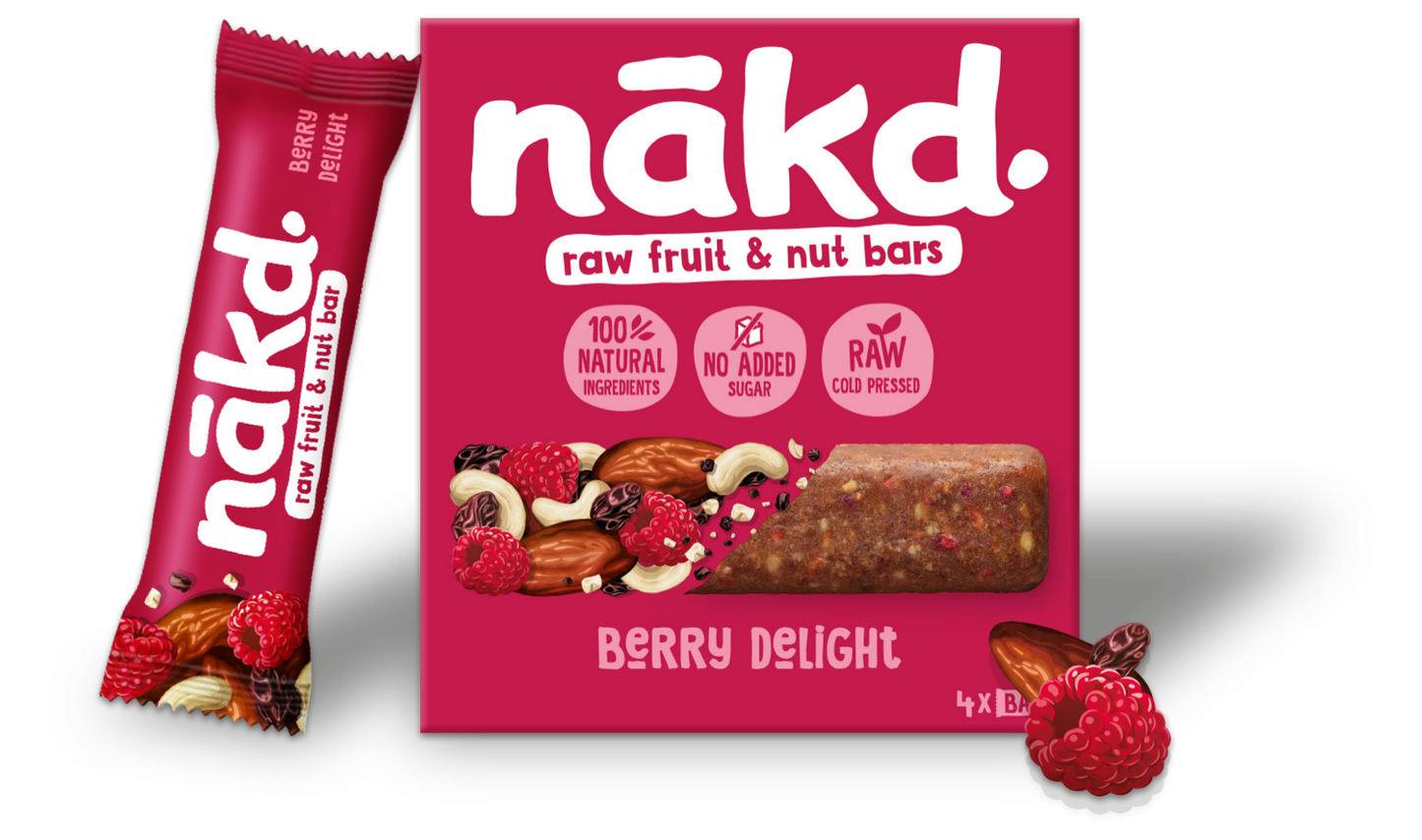 Nakd Organic Raw Fruit and Nut bar Berry Deight Raspberry 3x (glutenfree) 140gr