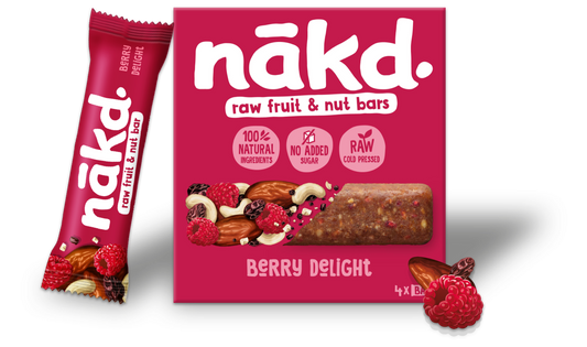 Nakd Organic Raw Fruit and Nut bar Berry Deight Raspberry 3x (glutenfree) 140gr