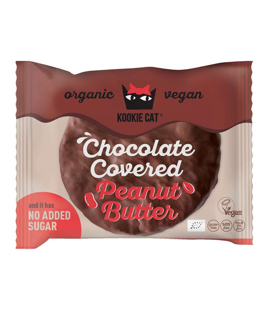 Kookie Kat Organic Choco covered Peanut Butter Cookie (no added sugar) 50gr glutenfree