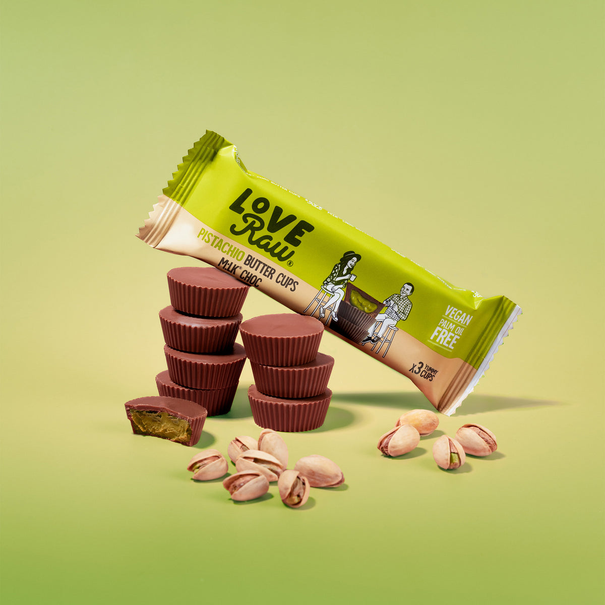 LoveRaw Pistachio Choco Butter Cups 39gr glutenfree