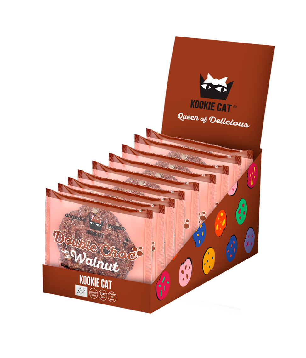 Kookie Kat Organic Double Choco Walnut Cookie 50gr glutenfree