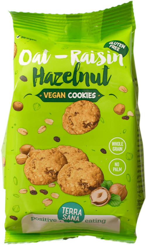 Terrasana Organic Oat Raisin Hazelnut cookies 150gr glutenfree