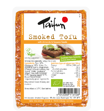 Taifun Organic Smoked Tofu Almond & Sesame seeds 200gr glutenfree