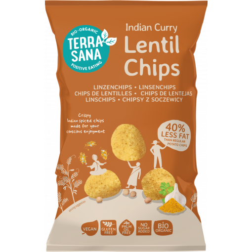Terrasana Organic Lentil Chips Indian Curry 75gr