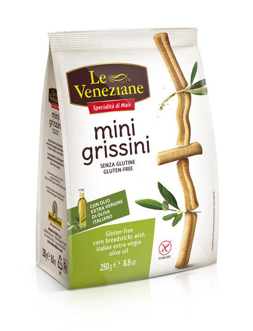 20% SALE - Le Veneziane Mini Grissini Breadsticks with extra virgin olive oil 250gr glutenfree (expiry 13-1-27)