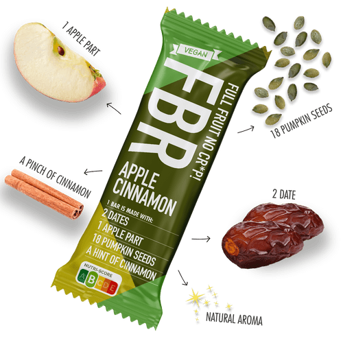 FBR Organic Fruit bar Apple Cinnamon 4x (glutenfree) 120gr
