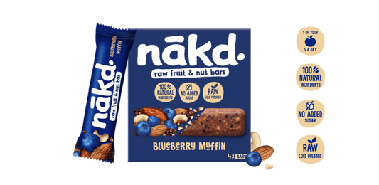 Nakd Organic Raw Fruit and Nut bar Blueberry Muffin 3x (glutenfree) 140gr