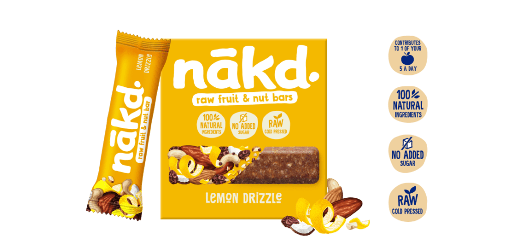 Nakd Organic Raw Fruit and Nut bar Lemon cake Drizzle 3x (glutenfree) 140gr