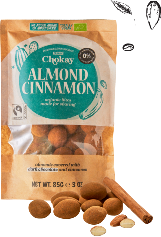 Chokay Organic Chocolate bites Almond Cinnamon 85gr glutenfree