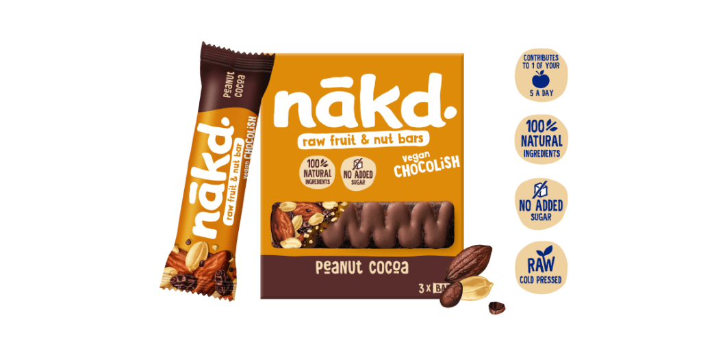 Nakd Organic Raw Fruit and Nut bar Peanut Choco 3x (glutenfree) 140gr