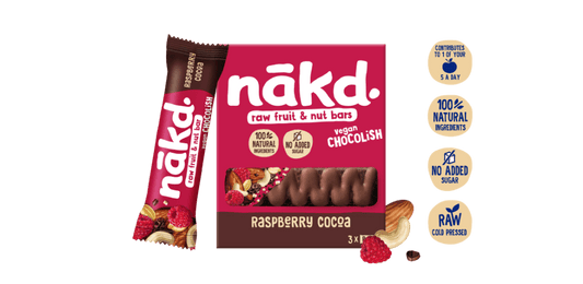 Nakd Organic Raw Fruit and Nut bar Rasberry Choco 3x (glutenfree) 140gr