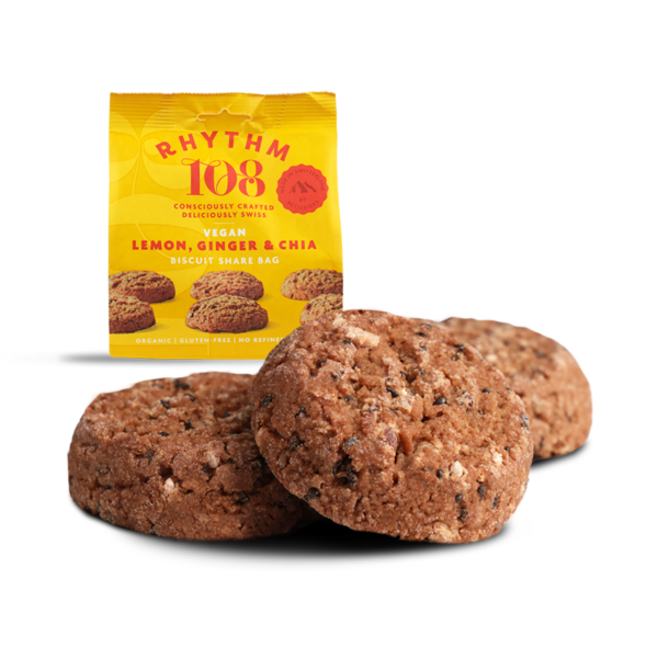 Rhythm 108 Organic Lemon Ginger Chia crunchy Cookies glutenfree 135gr